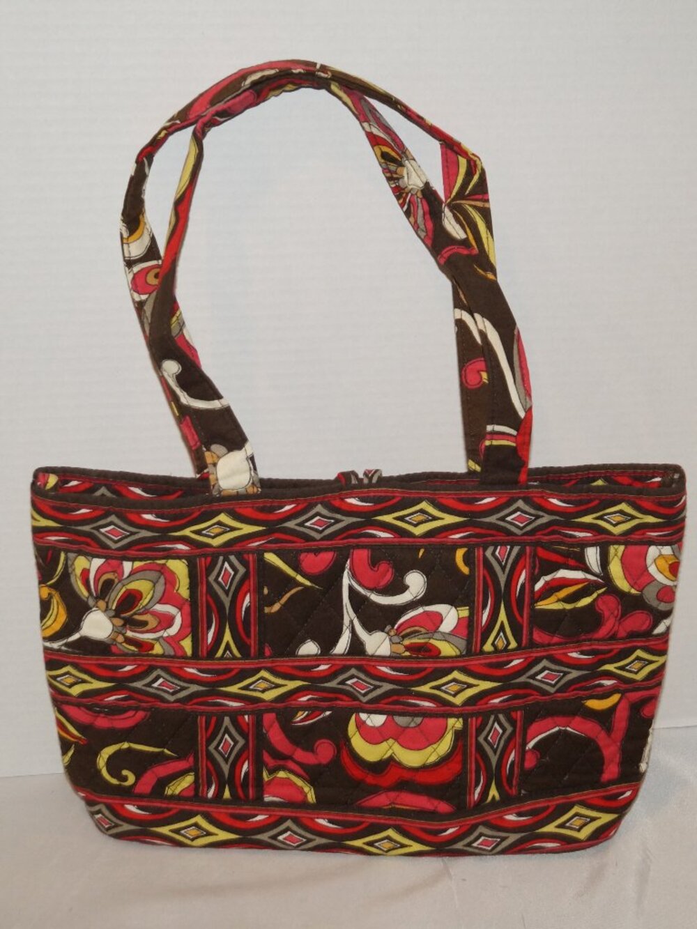 Vera Bradley Villager Tote Retired Quilted Cotton Zip Pocketbook Excellent
